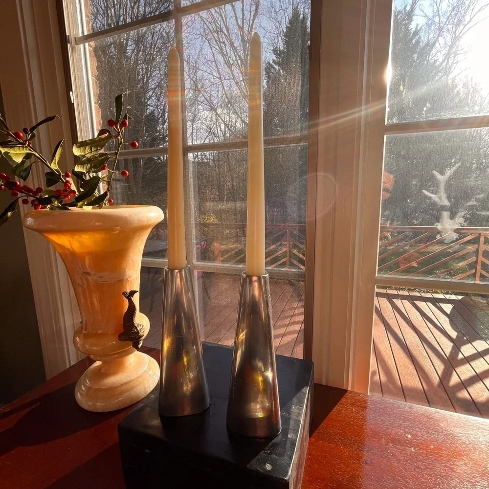 Vintage modern minimalist aluminum candle holders